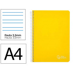 CUADERNO ESPIRAL LIDERPAPEL DIN A4 WITTY TAPA DURA 80H 90GR PAUTA 3,5MM CON MARGEN COLOR AMARILLO