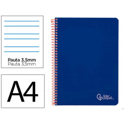 CUADERNO ESPIRAL LIDERPAPEL DIN A4 WITTY TAPA DURA 80H 90GR PAUTA 3,5MM CON MARGEN COLOR AZUL OSCURO
