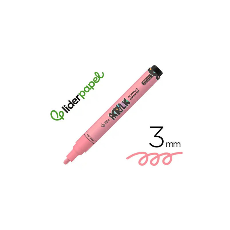 ROTULADOR LIDERPAPEL ACRYLIC BASE AGUA TODO TIPO DE SUPERFICIE PUNTA REDONDA 3 MM ROSA SAKURA