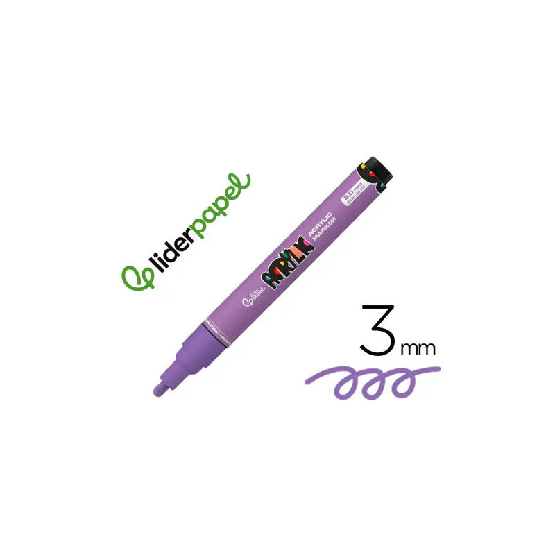 ROTULADOR LIDERPAPEL ACRYLIC BASE AGUA TODO TIPO DE SUPERFICIE PUNTA REDONDA 3 MM MALVA