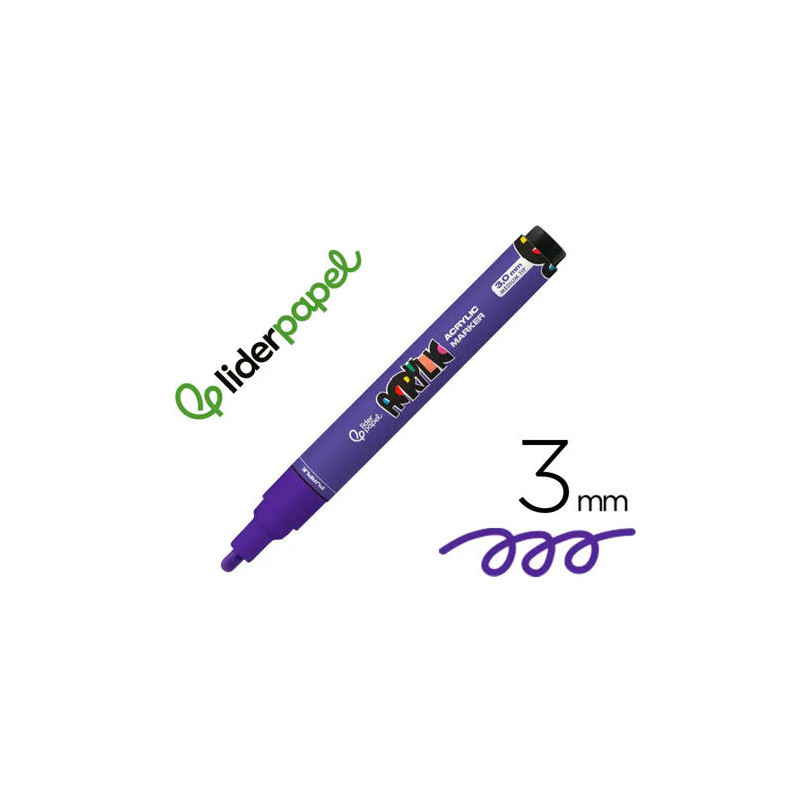 ROTULADOR LIDERPAPEL ACRYLIC BASE AGUA TODO TIPO DE SUPERFICIE PUNTA REDONDA 3 MM PURPURA