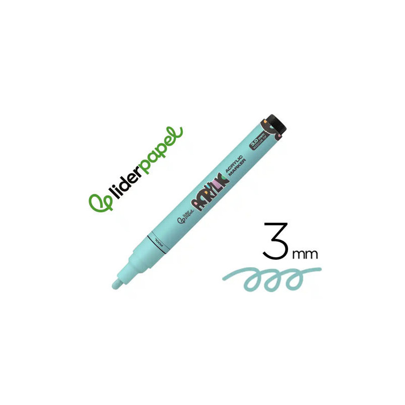 ROTULADOR LIDERPAPEL ACRYLIC BASE AGUA TODO TIPO DE SUPERFICIE PUNTA REDONDA 3 MM VERDE MENTA