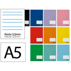 LIBRETA LIDERPAPEL SMART A5 PLUS 32 HOJAS 75G/M2 PAUTA 4 3.5MM CON MARGEN COLORES SURTIDOS