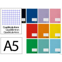 LIBRETA LIDERPAPEL SMART A5 PLUS 48 HOJAS 75G/M2 CUADRO 4MM CON MARGEN COLORES SURTIDO