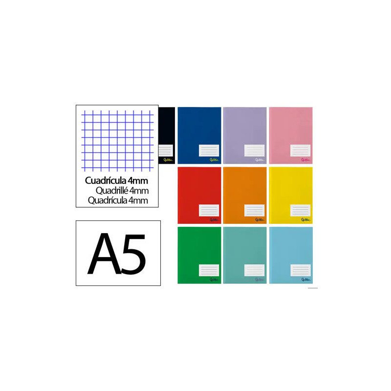 LIBRETA LIDERPAPEL SMART A5 PLUS 48 HOJAS 75G/M2 CUADRO 4MM CON MARGEN COLORES SURTIDO