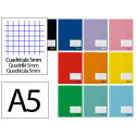 LIBRETA LIDERPAPEL SMART A5 PLUS 48 HOJAS 75G/M2 CUADRO 5MM CON MARGEN COLORES SURTIDO