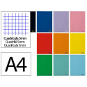 LIBRETA LIDERPAPEL SMART A4 48 HOJAS 75G/M2 CUADRO 5MM CON MARGEN COLORES SURTIDOS