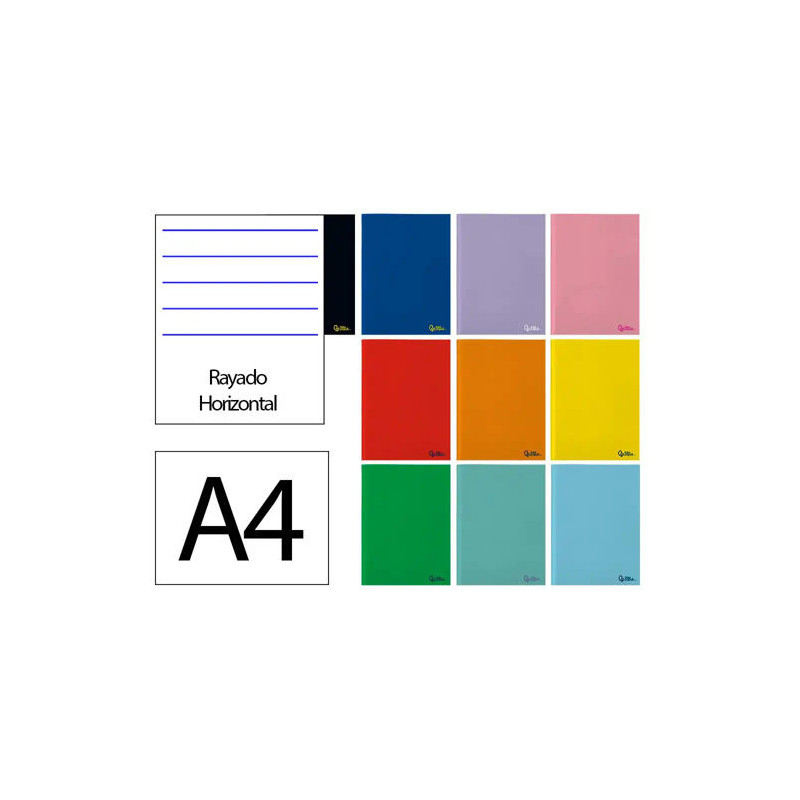 LIBRETA LIDERPAPEL SMART A4 48 HOJAS 75G/M2 HORIZONTAL CON DOBLE MARGEN COLORES SURTIDOS
