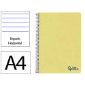 CUADERNO ESPIRAL LIDERPAPEL A4 WONDER TAPA PLASTICO 80H 90GR RAYADO HORIZONTAL CON MARGEN COLOR AMAR