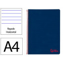 CUADERNO ESPIRAL LIDERPAPEL A4 WONDER TAPA PLASTICO 80H 90GR RAYADO HORIZONTAL CON MARGEN COLOR AZUL