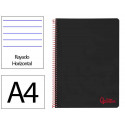 CUADERNO ESPIRAL LIDERPAPEL A4 WONDER TAPA PLASTICO 80H 90GR RAYADO HORIZONTAL CON MARGEN COLOR NEGR