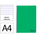 CUADERNO ESPIRAL LIDERPAPEL A4 WONDER TAPA PLASTICO 80H 90GR RAYADO HORIZONTAL CON MARGEN COLOR VERD