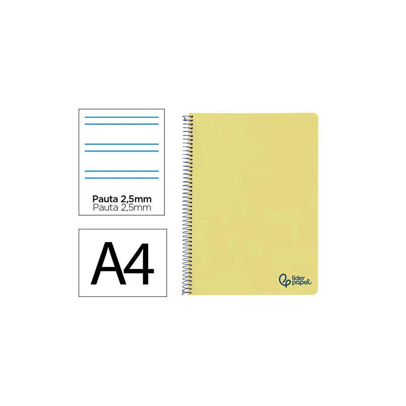 CUADERNO ESPIRAL LIDERPAPEL A4 WONDER TAPA PLASTICO 80H 90GR PAUTA ESTRECHA 2,5MM CON MARGEN COLOR A