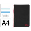 CUADERNO ESPIRAL LIDERPAPEL A4 WONDER TAPA PLASTICO 80H 90GR PAUTA ESTRECHA 2,5MM CON MARGEN COLOR N