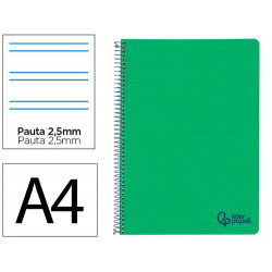 CUADERNO ESPIRAL LIDERPAPEL A4 WONDER TAPA PLASTICO 80H 90GR PAUTA ESTRECHA 2,5MM CON MARGEN COLOR V