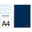 CUADERNO ESPIRAL LIDERPAPEL A4 WONDER TAPA PLASTICO 80H 90GR PAUTA ANCHA 3,5MM CON MARGEN COLOR AZUL