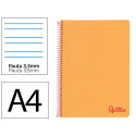 CUADERNO ESPIRAL LIDERPAPEL A4 WONDER TAPA PLASTICO 80H 90GR PAUTA ANCHA 3,5MM CON MARGEN COLOR NARA