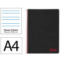 CUADERNO ESPIRAL LIDERPAPEL A4 WONDER TAPA PLASTICO 80H 90GR PAUTA ANCHA 3,5MM CON MARGEN COLOR NEGR