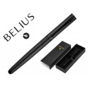 PLUMA BELIUS NEPTUNO ALUMINIO TEXTURA WAVY COLOR AZUL MARINO TINTA AZUL CAJA DE DISEÑO