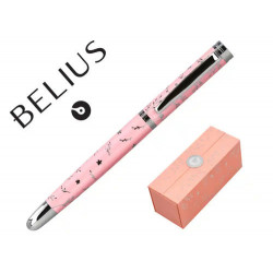 ROLLER BELIUS BELLA ALUMINIO COLOR ROSA DISEÑO PLATEADO RELIEVE TINTA COLOR NEGRO CAJA DE DISEÑO
