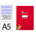 CUADERNO ESPIRAL LIDERPAPEL DI N A5 PAUTAGUIA TAPA BLANDA 40H 75 GR CUADRO PAUTADO 2,5MM COLOR ROJO