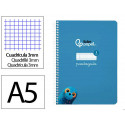 CUADERNO ESPIRAL LIDERPAPEL DI N A5 PAUTAGUIA TAPA BLANDA 40H 75 GR CUADRO PAUTADO 3MM COLOR AZUL