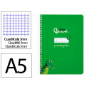 CUADERNO ESPIRAL LIDERPAPEL DI N A5 PAUTAGUIA TAPA BLANDA 40H 75 GR CUADRO PAUTADO 3MM COLOR VERDE