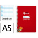 CUADERNO ESPIRAL LIDERPAPEL DI N A5 PAUTAGUIA TAPA BLANDA 40H 75 GR CUADRO PAUTADO 4MM COLOR ROJO