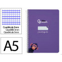 CUADERNO ESPIRAL LIDERPAPEL DI N A5 PAUTAGUIA TAPA DURA 80H 90 GR CUADRO PAUTADO 3MM COLOR LILA