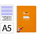 CUADERNO ESPIRAL LIDERPAPEL DI N A5 PAUTAGUIA TAPA DURA 80H 90 GR CUADRO PAUTADO 3MM COLOR NARANJA