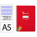 CUADERNO ESPIRAL LIDERPAPEL DI N A5 PAUTAGUIA TAPA DURA 80H 90 GR CUADRO PAUTADO 3MM COLOR ROJO
