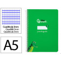CUADERNO ESPIRAL LIDERPAPEL DI N A5 PAUTAGUIA TAPA DURA 80H 90 GR CUADRO PAUTADO 3MM COLOR VERDE