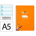 CUADERNO ESPIRAL LIDERPAPEL DI N A5 PAUTAGUIA TAPA DURA 80H 90 GR CUADRO PAUTADO 4MM COLOR NARANJA