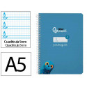 CUADERNO ESPIRAL LIDERPAPEL DI N A5 PAUTAGUIA TAPA DURA 80H 90 GR CUADRO PAUTADO 5MM COLOR AZUL