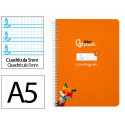 CUADERNO ESPIRAL LIDERPAPEL DI N A5 PAUTAGUIA TAPA DURA 80H 90 GR CUADRO PAUTADO 5MM COLOR NARANJA