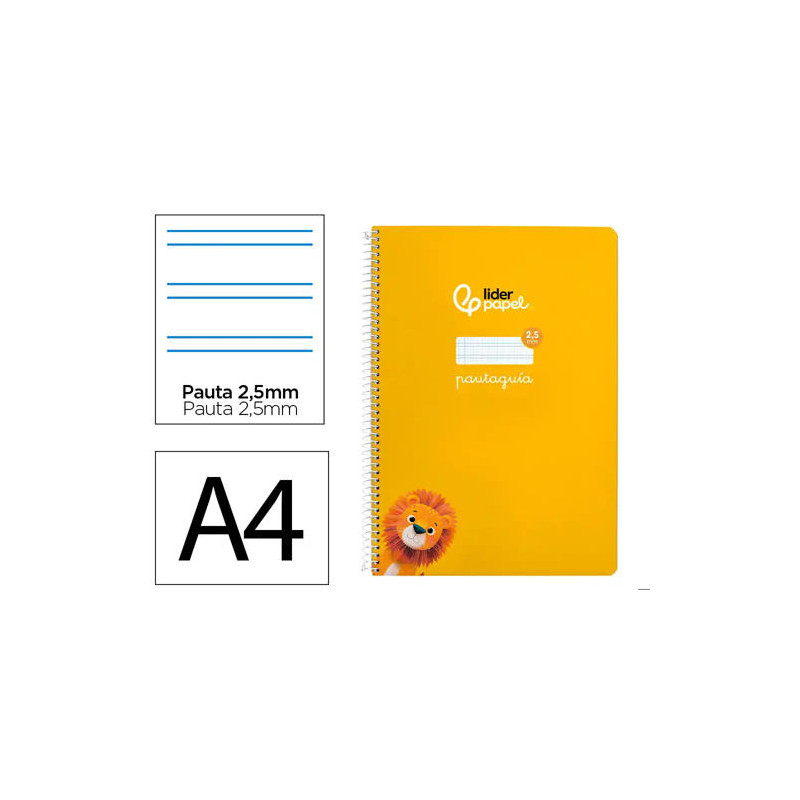 CUADERNO ESPIRAL LIDERPAPEL DI N A4 PAUTAGUIA TAPA BLANDA 80H 75 GR CUADRO PAUTADO 2,5MM COLOR AMARI
