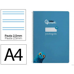 CUADERNO ESPIRAL LIDERPAPEL DI N A4 PAUTAGUIA TAPA BLANDA 80H 75 GR CUADRO PAUTADO 2,5MM COLOR AZUL