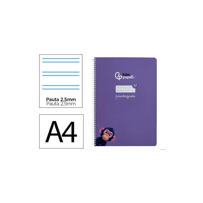 CUADERNO ESPIRAL LIDERPAPEL DI N A4 PAUTAGUIA TAPA BLANDA 80H 75 GR CUADRO PAUTADO 2,5MM COLOR LILA