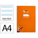CUADERNO ESPIRAL LIDERPAPEL DI N A4 PAUTAGUIA TAPA BLANDA 80H 75 GR CUADRO PAUTADO 2,5MM COLOR NARAN