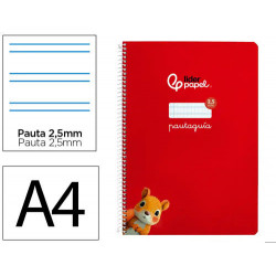 CUADERNO ESPIRAL LIDERPAPEL DI N A4 PAUTAGUIA TAPA BLANDA 80H 75 GR CUADRO PAUTADO 2,5MM COLOR ROJO