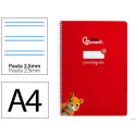 CUADERNO ESPIRAL LIDERPAPEL DI N A4 PAUTAGUIA TAPA BLANDA 80H 75 GR CUADRO PAUTADO 2,5MM COLOR ROJO