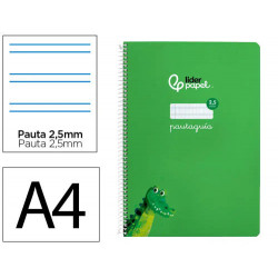 CUADERNO ESPIRAL LIDERPAPEL DI N A4 PAUTAGUIA TAPA BLANDA 80H 75 GR CUADRO PAUTADO 2,5MM COLOR VERDE