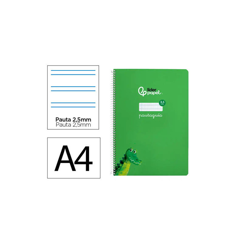 CUADERNO ESPIRAL LIDERPAPEL DI N A4 PAUTAGUIA TAPA BLANDA 80H 75 GR CUADRO PAUTADO 2,5MM COLOR VERDE