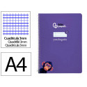 CUADERNO ESPIRAL LIDERPAPEL DI N A4 PAUTAGUIA TAPA BLANDA 80H 75 GR CUADRO PAUTADO 3MM COLOR LILA