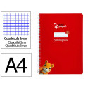 CUADERNO ESPIRAL LIDERPAPEL DI N A4 PAUTAGUIA TAPA BLANDA 80H 75 GR CUADRO PAUTADO 3MM COLOR ROJO