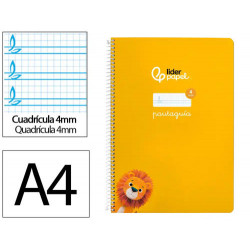 CUADERNO ESPIRAL LIDERPAPEL DI N A4 PAUTAGUIA TAPA BLANDA 80H 75 GR CUADRO PAUTADO 4MM COLOR AMARILL