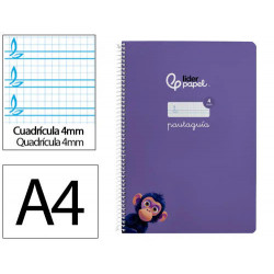 CUADERNO ESPIRAL LIDERPAPEL DI N A4 PAUTAGUIA TAPA BLANDA 80H 75 GR CUADRO PAUTADO 4MM COLOR LILA