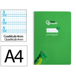 CUADERNO ESPIRAL LIDERPAPEL DI N A4 PAUTAGUIA TAPA BLANDA 80H 75 GR CUADRO PAUTADO 4MM COLOR VERDE