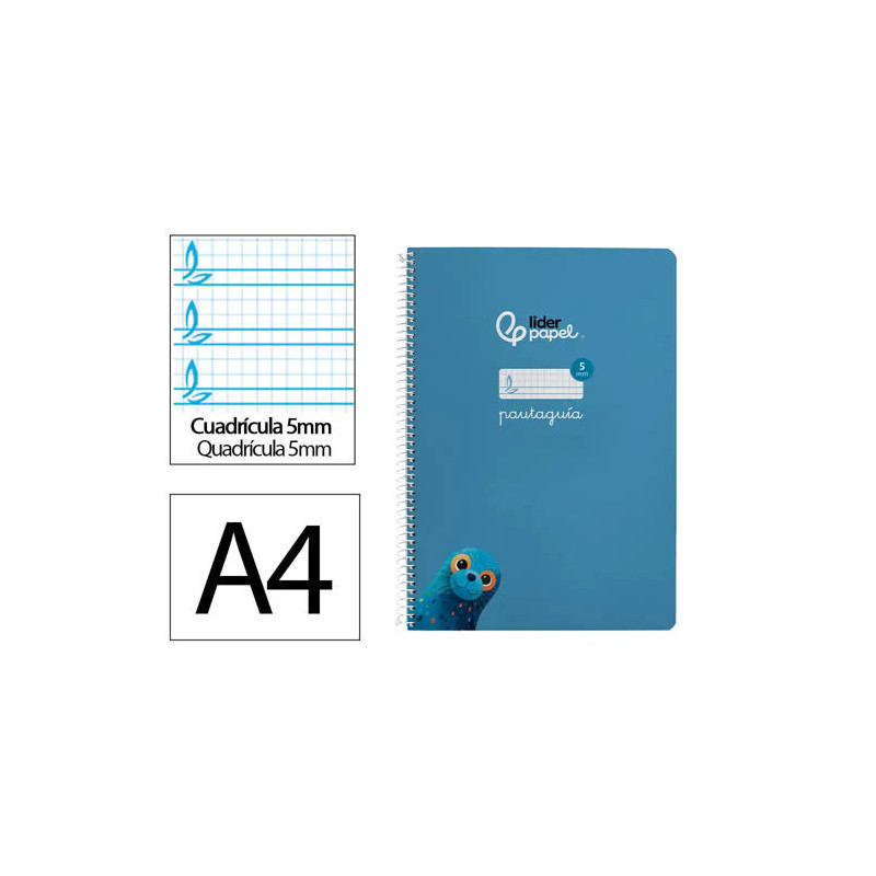 CUADERNO ESPIRAL LIDERPAPEL DI N A4 PAUTAGUIA TAPA BLANDA 80H 75 GR CUADRO PAUTADO 5MM COLOR AZUL