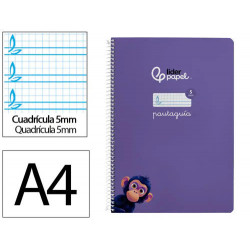 CUADERNO ESPIRAL LIDERPAPEL DI N A4 PAUTAGUIA TAPA BLANDA 80H 75 GR CUADRO PAUTADO 5MM COLOR LILA